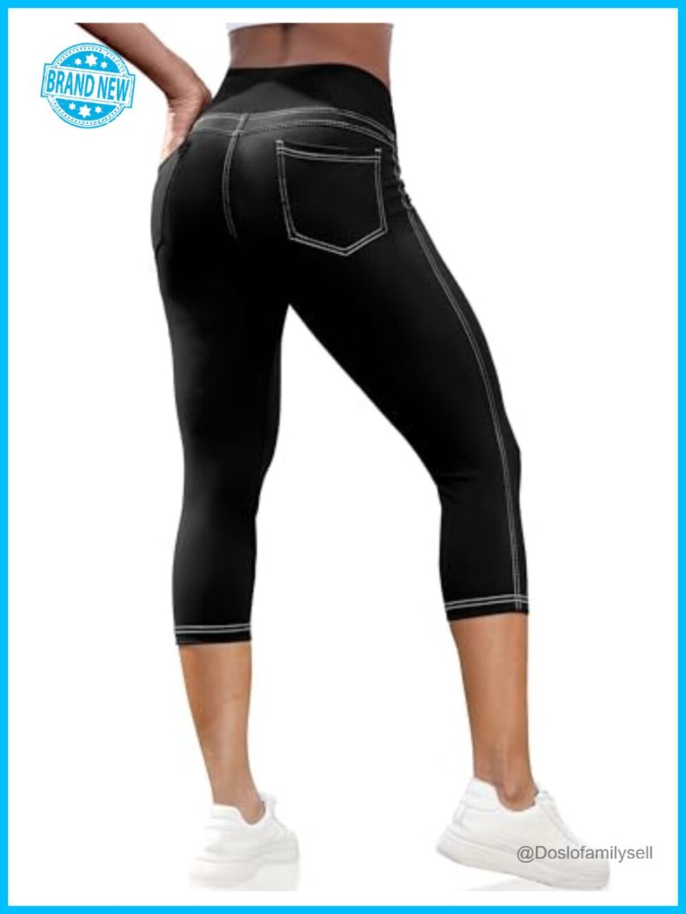 High Waisted Capri Leggings Tummy Control Yoga Pants with Pockets